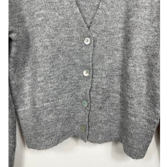 Zara V-Neck Cardigan in Gray Women's Size L - Picture 4 of 9
